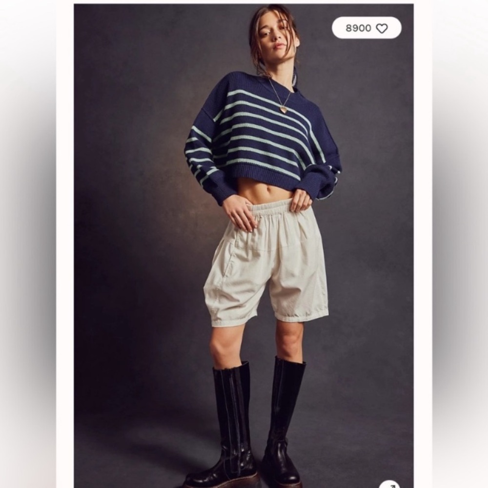 Free People Easy Street Cropped Striped Pullover Oversized Sweater | Size XL - Picture 6 of 9